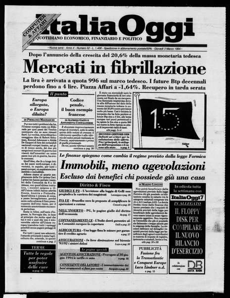 Italia oggi : quotidiano di economia finanza e politica